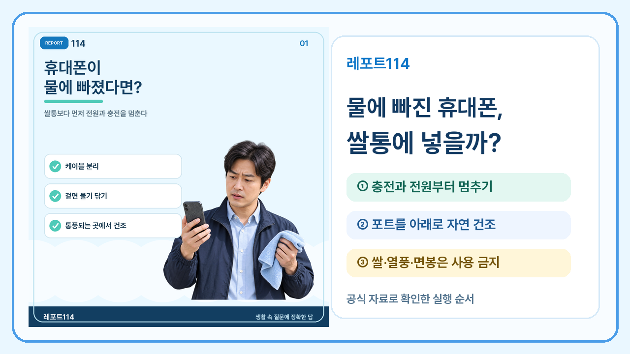 휴대폰이 물에 빠졌을 때, 쌀통에 넣으면 살아날까?
