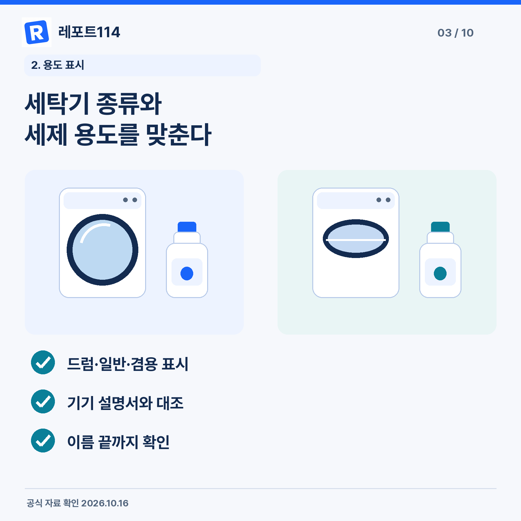 세탁기 종류와 세제 용도를 맞춘다