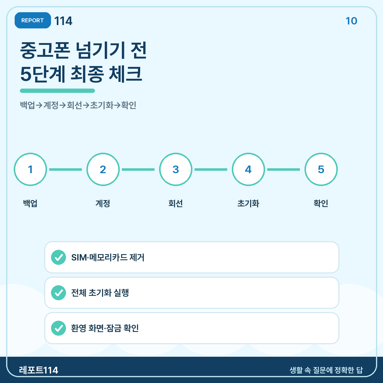 중고폰 넘기기 전 백업·계정·회선·초기화·완료 확인 다섯 단계