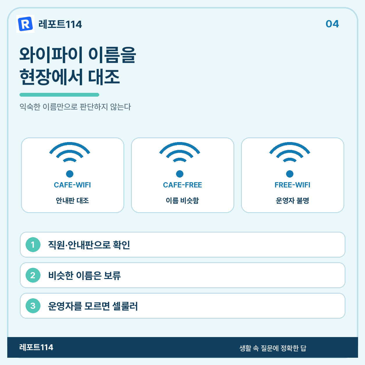 와이파이 이름은 현장에서 한 번 더 확인한다
