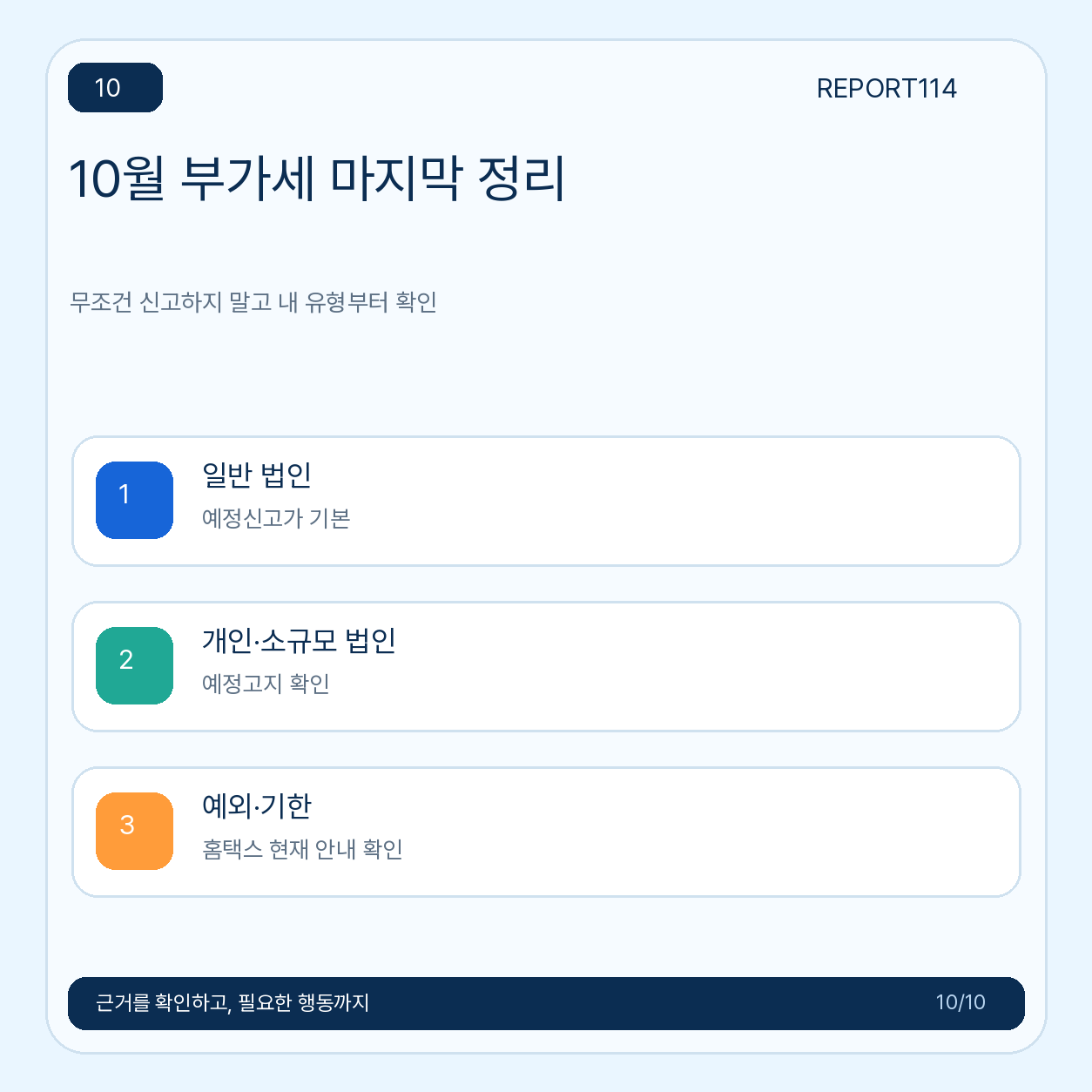 부가세 예정신고와 예정고지 확인 순서를 한눈에 정리한 포스터