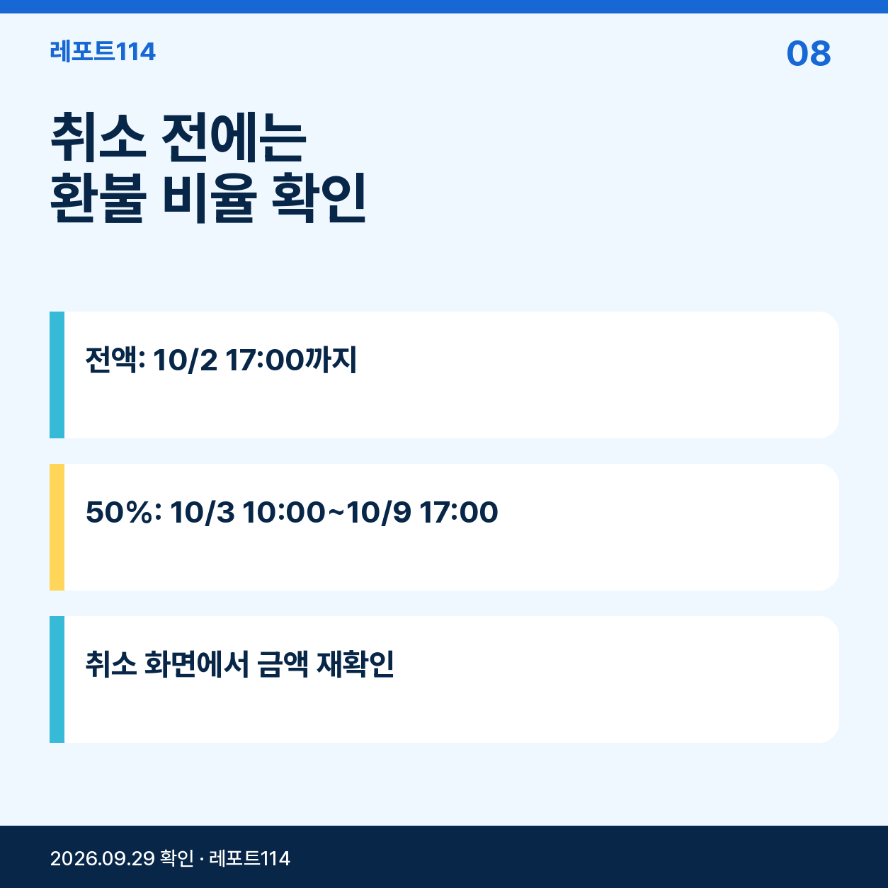 취소 전에는 환불 비율 확인