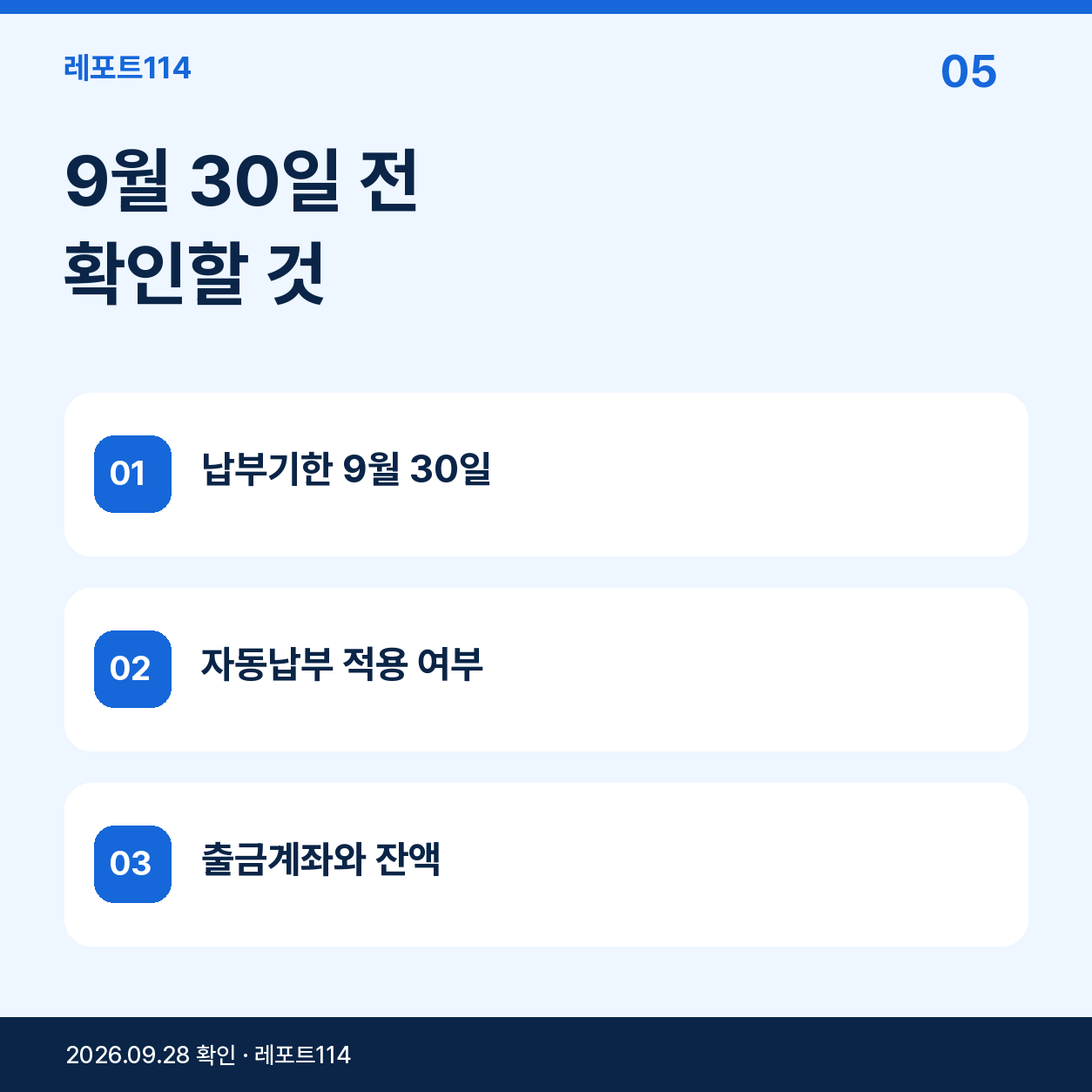 9월 30일 전 확인할 것의 핵심 내용을 정리한 레포트114 포스터