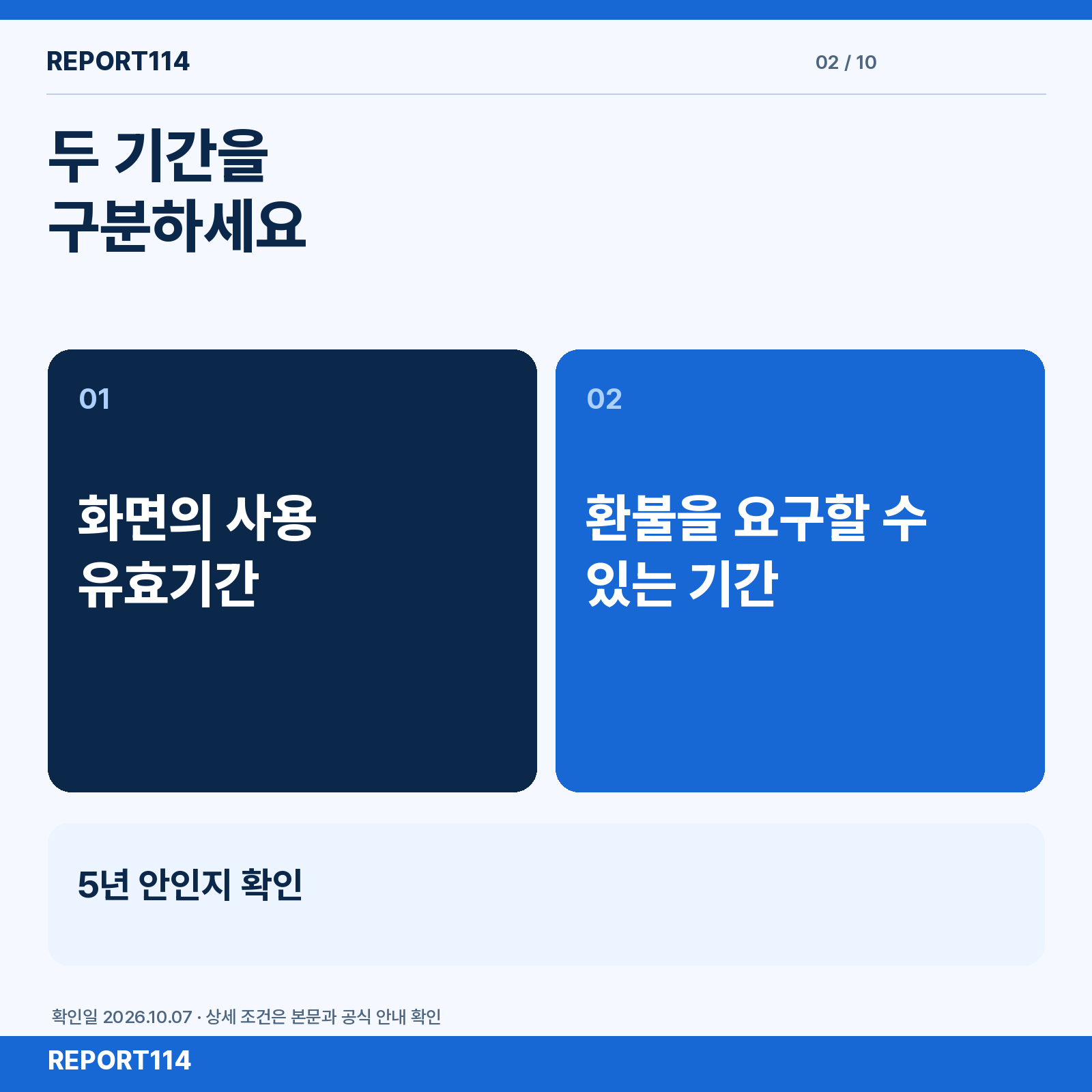 사용 유효기간과 환불 청구 가능 기간을 구분하는 카드