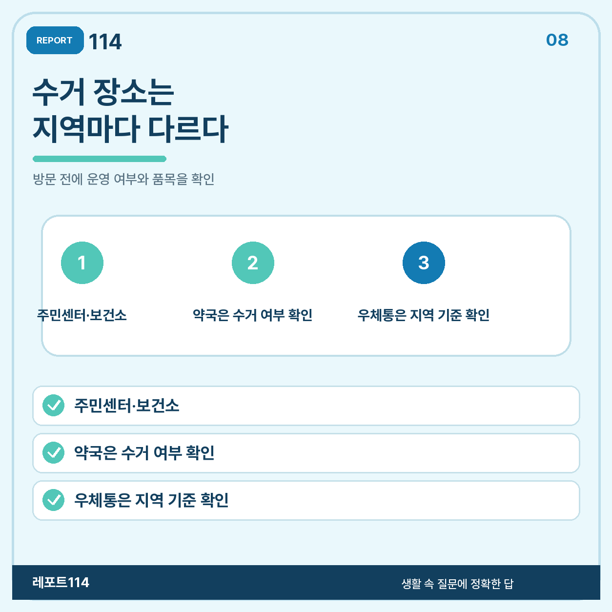 수거 장소는 지역 안내에서 먼저 찾는다